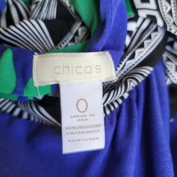 CHICO'S Sexy and Slimming Long Maxi Dress Beautiful Blue Green Blk NWT Sz 0 S(4) - Picture 2 of 13